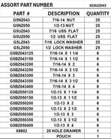 XG5UZ043 GRADE 5 BOLTS 7/16-14 AND 1/2-13