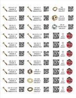 DIY 1" X 2.75" LABELS GRADE 8 COARSE THREAD 1/4-20 TO 3/4-10 (LABELS ONLY)