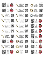 DIY 1" X 2.75 LABELS GRADE 8 COARSE THREAD 1/4-20 TO 1/2-13 (LABELS ONLY)