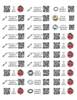 DIY 1" X 2.75" LABELS GRADE 5 COARSE THREAD 1/4 - 1/2 (LABELS ONLY)