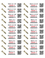 DIY 1" X 4" LABELS GRADE 8 COARSE THREAD 1/4-20 TO 1"-8 (LABELS ONLY)