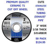 3"  X  1/16  X  3/8  ULTICUT PLUS CERAMIC T-1 METAL  CUTTING  WHEEL (50PACK)
