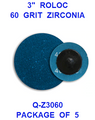 3  INCH  ZIRCONIA  ROLOC  60  GRIT  (5PACK)