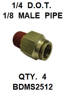 BDMS2512  1/4  X  1/8  D.O.T.  MALE  CONNECTOR (4 PACK)