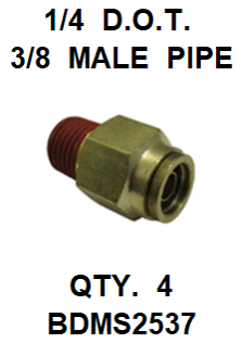 BDMS2537  1/4  X  3/8  D.O.T.  MALE  CONNECTOR (4 PACK)