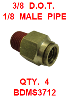 BDMS3712  3/8  X  1/8  D.O.T.  MALE  CONNECTOR (4 PACK)