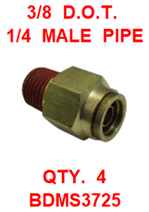 BDMS3725  3/8  X  1/4  D.O.T.  MALE  CONNECTOR (4 PACK)