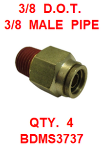 BDMS3737  3/8  X  3/8  D.O.T.  MALE  CONNECTOR (4 PACK)