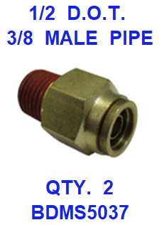 BDMS5037  1/2  X  3/8  D.O.T.  MALE  CONNECTOR (2 PACK)