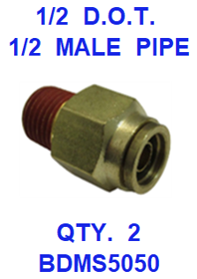 BDMS5050  1/2  X  1/2  D.O.T.  MALE  CONNECTOR (2 PACK)