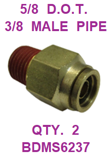 BDMS6237  5/8  X  3/8  D.O.T.  MALE  CONNECTOR (2 PACK)