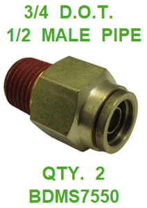 BDMS7550  3/4  X  1/2  D.O.T.  MALE  CONNECTOR (2 PACK)