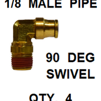 BDS92512  1/4  X  1/8  D.O.T.  MALE  CONNECTOR 90 DEGREES W/ SWIVEL (4 PACK)