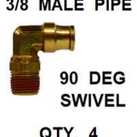 BDS92537  1/4  X  3/8  D.O.T.  MALE  CONNECTOR 90 DEGREES W/ SWIVEL (4 PACK)