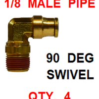 BDS93712  3/8  X  1/8  D.O.T.  MALE  CONNECTOR 90 DEGREES W/ SWIVEL (4 PACK)