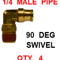 BDS93725  3/8  X  1/4  D.O.T.  MALE  CONNECTOR 90 DEGREES W/ SWIVEL (4 PACK)