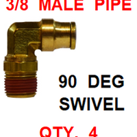 BDS93737  3/8  X  3/8  D.O.T.  MALE  CONNECTOR 90 DEGREES W/ SWIVEL (4 PACK)