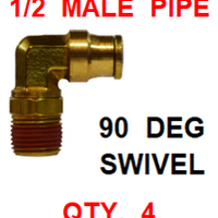 BDS93750  3/8  X  1/2  D.O.T.  MALE  CONNECTOR 90 DEGREES W/ SWIVEL (4 PACK)