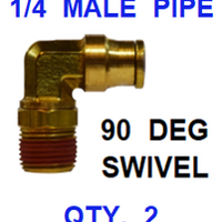 BDS95025  1/2  X  1/4  D.O.T.  MALE  CONNECTOR 90 DEGREES W/ SWIVEL (2 PACK)