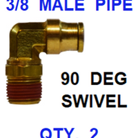 BDS95037  1/2  X  3/8  D.O.T.  MALE  CONNECTOR 90 DEGREES W/ SWIVEL (2 PACK)