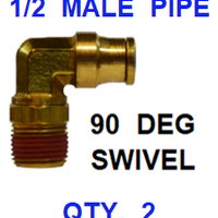 BDS95050  1/2  X  1/2  D.O.T.  MALE  CONNECTOR 90 DEGREES W/ SWIVEL (2 PACK)