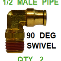 BDS97550  3/4  X  1/2  D.O.T.  MALE  CONNECTOR 90 DEGREES W/ SWIVEL (2 PACK)