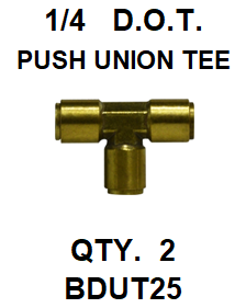 BDUT25  1/4  D.O.T.  UNION  TEE (2 PACK)