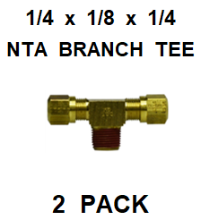 BNBT251225  1/4 X 1/8 X 1/4  NTA  MALE  BRANCH  TEE  (2 PACK)