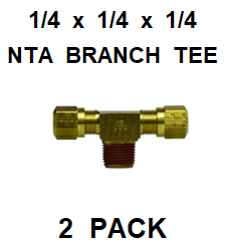 BNBT252525  1/4 X 1/4 X  1/4  NTA  MALE  BRANCH  TEE  (2 PACK)