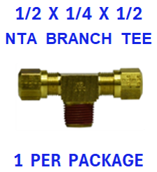 BNBT502550  1/2 X 1/4 X 1/2  NTA  MALE  BRANCH  TEE