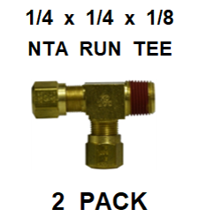 BNRT252512  1/4 X 1/4 X 1/8  NTA  MALE  BRANCH  TEE  (2 PACK)