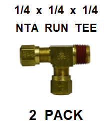 BNRT252525  1/4 X 1/4 X 1/4  NTA  MALE  BRANCH  TEE  (2 PACK)