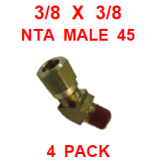 BNM43737  3/8  X  3/8  NTA  MALE  45  DEGREE  CONNECTORS  (4 PACK)