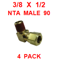 BNM93750  3/8  X  1/2  NTA  MALE  CONNECTORS  (4 PACK)