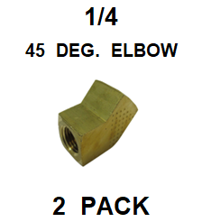 BPE425  1/4  BRASS  ELBOW  45 BARSTOCK  STYLE  (2 PACK)