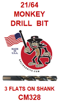 CM328  21/64  MONKEY  DRILL  BIT WITH 3  FLATS  ON SHANK
