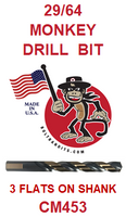 CM453  29/64  MONKEY  DRILL  BIT  WITH 3  FLATS  ON  SHANK
