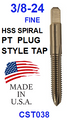 CST038  3/8-24  HSS  SPIRAL  POINT  PLUG  TAP
