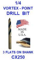 CX250  1/4  VORTEX  POINT  DRILL BIT
