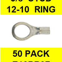 E10BR37  3/8  NON INSULATED  12-10  GAUGE  RING  TERMINAL (50 PACK)