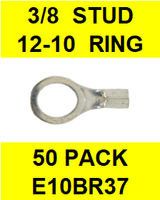 E10BR37  3/8  NON INSULATED  12-10  GAUGE  RING  TERMINAL (50 PACK)