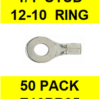 E10BR25  1/4  NON INSULATED  12-10  GAUGE  RING  TERMINAL (50 PACK)