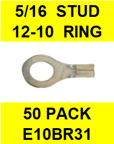 E10BR31  5/16  NON INSULATED  12-10  GAUGE  RING  TERMINAL (50 PACK)