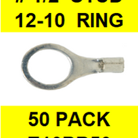 E10BR50  1/2  NON INSULATED  12-10  GAUGE  RING  TERMINAL (50 PACK)