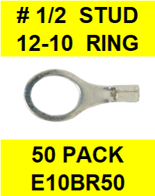 E10BR50  1/2  NON INSULATED  12-10  GAUGE  RING  TERMINAL (50 PACK)