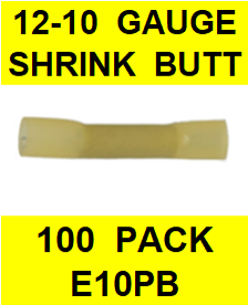 E10PB  12-10  YELLOW  BUTT  POLYOFIN  SHRINK  TERMINAL (100 PACK)