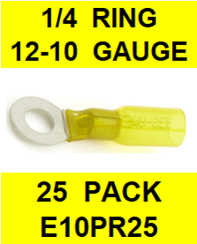 E10PR25  12-10  YELLOW  1/4  RING  POLYOFIN  SHRINK  TERMINAL (25 PACK)