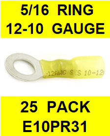 E10PR31  12-10  YELLOW  5/16  RING  POLYOFIN  SHRINK  TERMINAL (25 PACK)