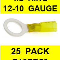 E10PR50  12-10  YELLOW  1/2  RING  POLYOFIN  SHRINK  TERMINAL (25 PACK)