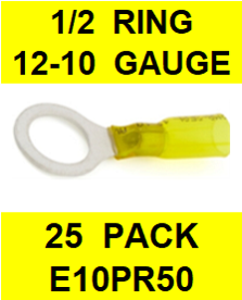 E10PR50  12-10  YELLOW  1/2  RING  POLYOFIN  SHRINK  TERMINAL (25 PACK)